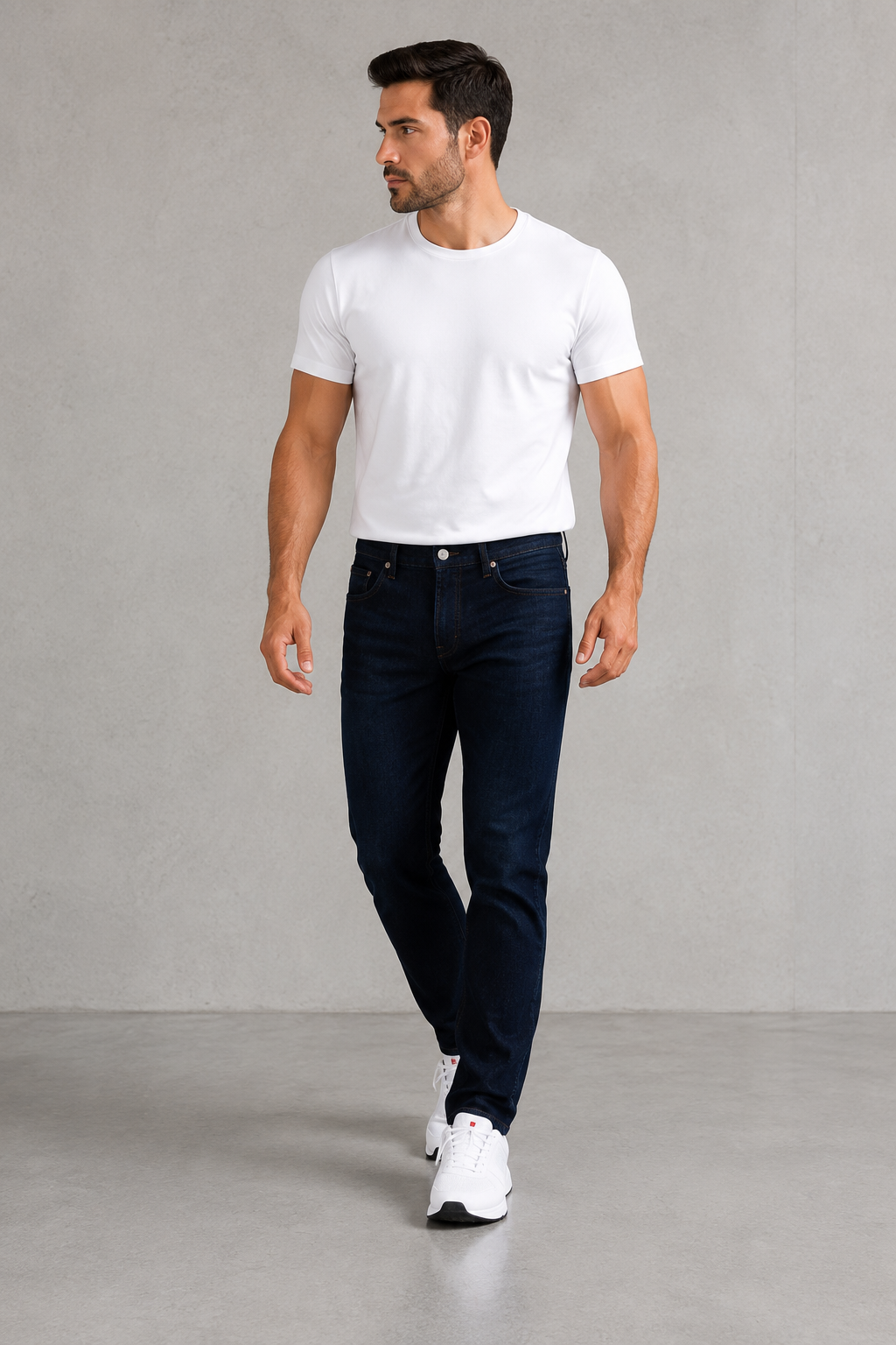 Men’s Dark Indigo Stretch Denim Jeans.(FFFF)
