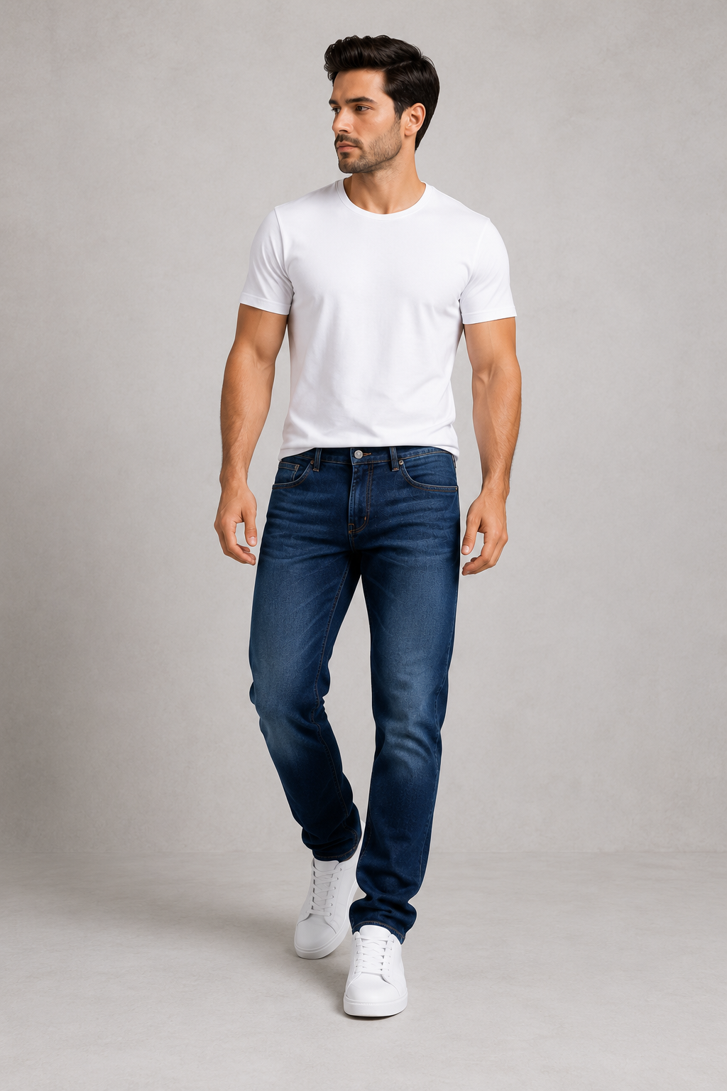 Men’s Classic Dark Wash Denim Jeans.(FFFF)