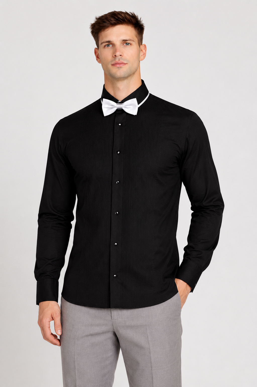 TRELINI Men’s Stripped Dress Shirt.(FFF)